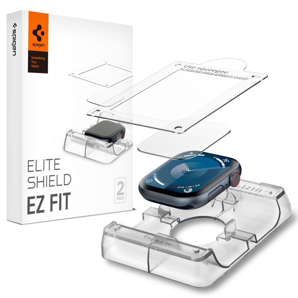 Spigen Elite Shield "EZ FIT" hybridi lasi 2-PACK varten Apple Watch 10 (42MM) - Kirkas