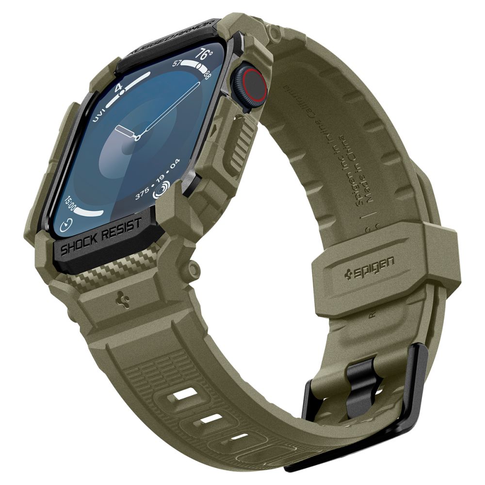 Spigen Rugged Armor "Pro" hihna Apple Watch 10:lle (46MM) - vihreä