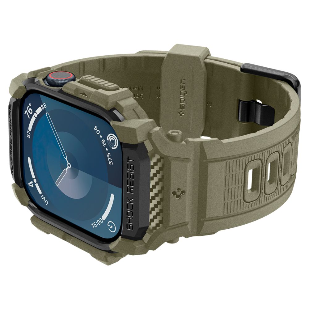 Spigen Rugged Armor "Pro" hihna Apple Watch 10:lle (46MM) - vihreä