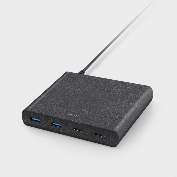 HUB Uniq Surge LITHOS Collective 90W 2xUSB-A QC 3.0 / 2xUSB-C PD 3.0 - mustana - musta