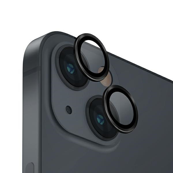 Uniq Optix Glass Aluminum Camera Lens Protector for iPhone 14/14 Plus with Applicator - Musta