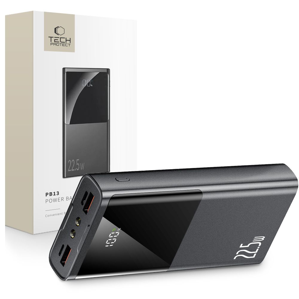 Powerbank Tech-Protect PB13 20000mAh 22.5W 2x USB-A / USB-C / Lightning - harmaa