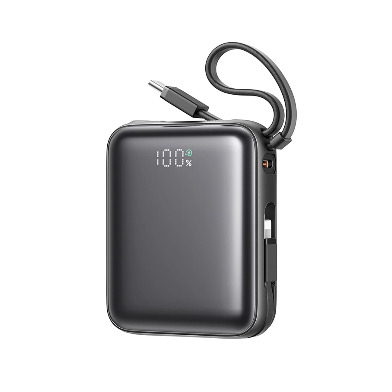 Joyroom JR-PBF27 10000mAh 22.5W powerbank USB-C ja Lightning-kaapeleilla - musta
