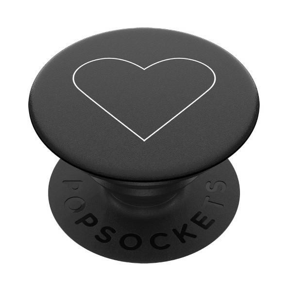 Popsockets 2 Valkoinen sydän musta pidike ja puhelimen jalusta