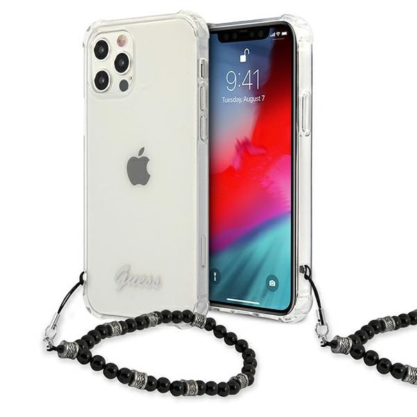 Guess GUHCP12MKPSBK iPhone 12/12 Pro 6.1" läpinäkyvä kovakotelo Musta helmi