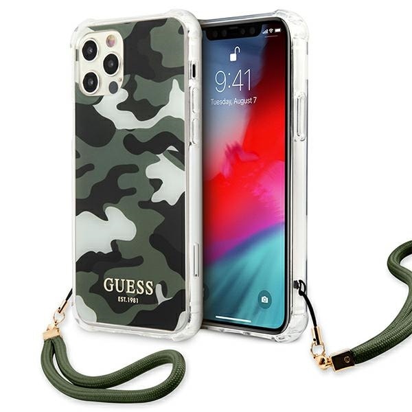 Guess GUHCP12MKSARKA iPhone 12/12 Pro 6.1" vihreä/khaki kotelo Camo Collection