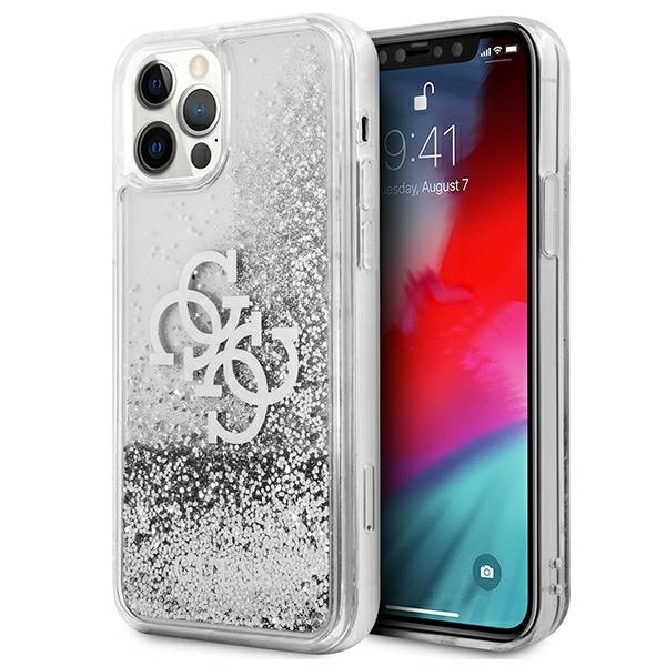 Guess GUHCP12LLG4GSI iPhone 12 Pro Max 6.7" Silver Hard Case with Big Liquid Glitter