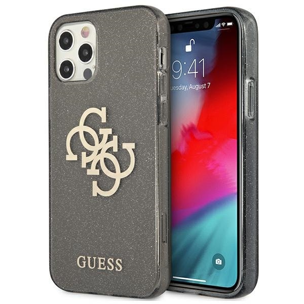 Guess iPhone 12 Pro Max 6.7" musta kova kotelo Glitter 4G Big Logo