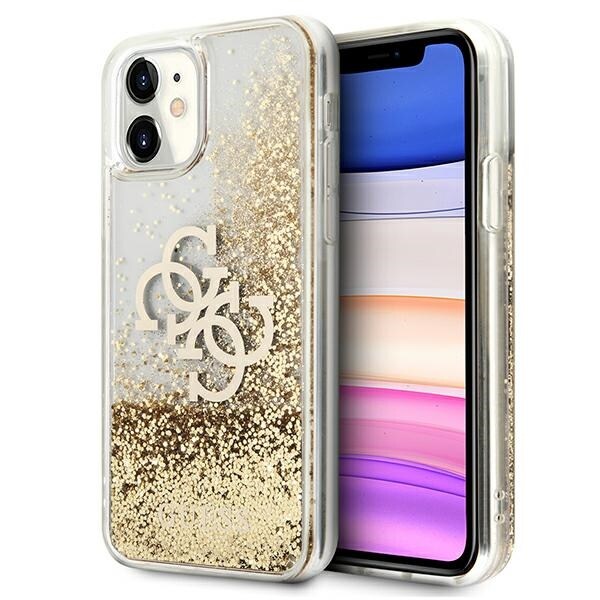 Guess 4G Big Liquid Glitter kotelo iPhone 11 6.1" / Xr - kultainen