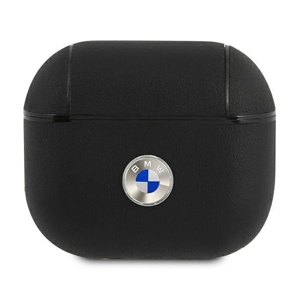 BMW Aitoa nahkaa Silver Logo Case for AirPods 3 - musta