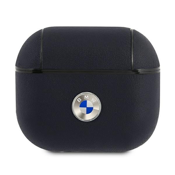 BMW Aitoa nahkaa Silver Logo Case for AirPods 3 - laivastonsininen