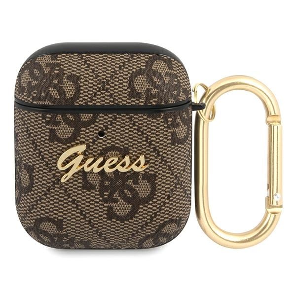 Guess GUA24GSMW AirPodsin suojus ruskea / ruskea 4G Script Metal Collection -mallisto