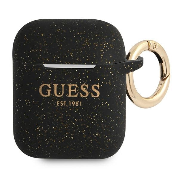 Guess GUA2SGGEK AirPodsin suojus musta/musta Silikoni Glitteri