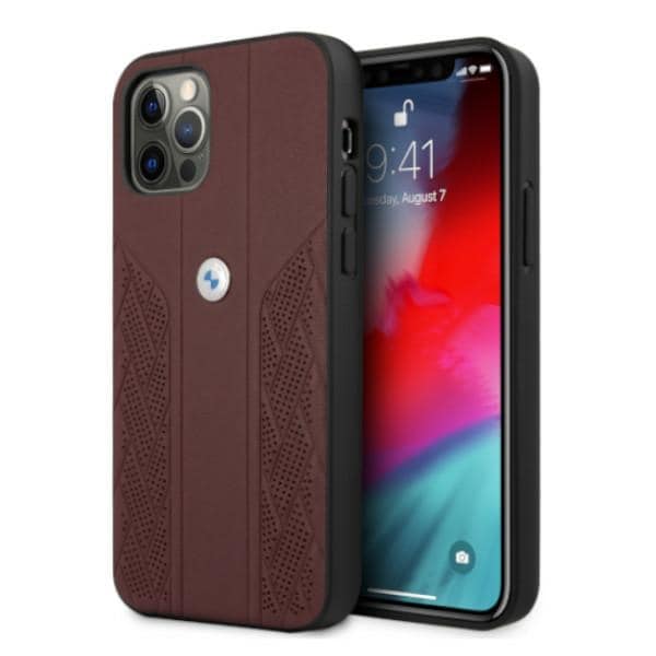 BMW Nahka Curve Perforate Case for iPhone 12 / iPhone 12 Pro - punainen