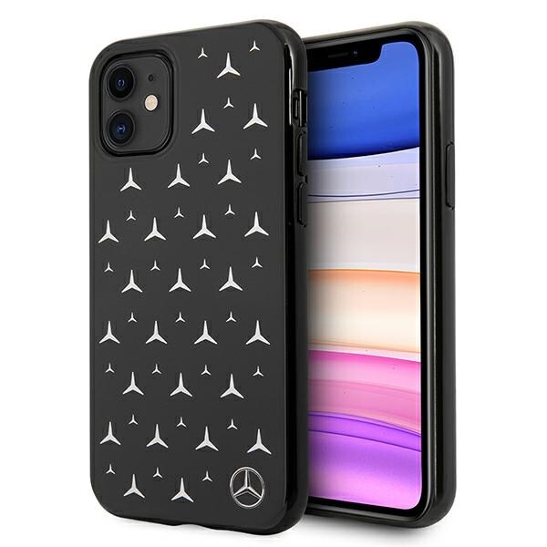 Mercedes Silver Stars Pattern Case for iPhone 11 / Xr - Musta