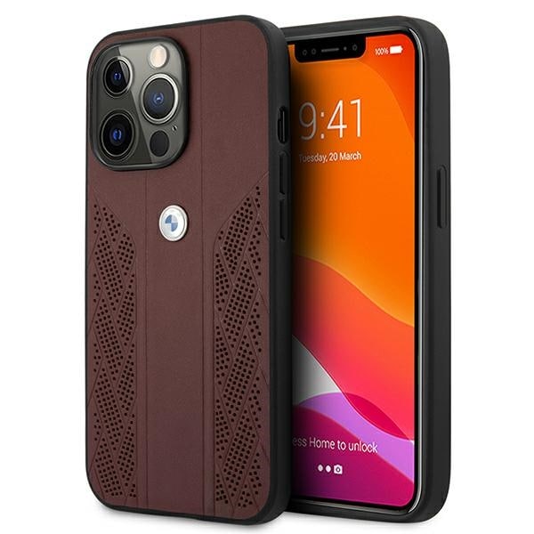BMW Nahka Curve Perforate Case for iPhone 13 Pro / iPhone 13 - punainen