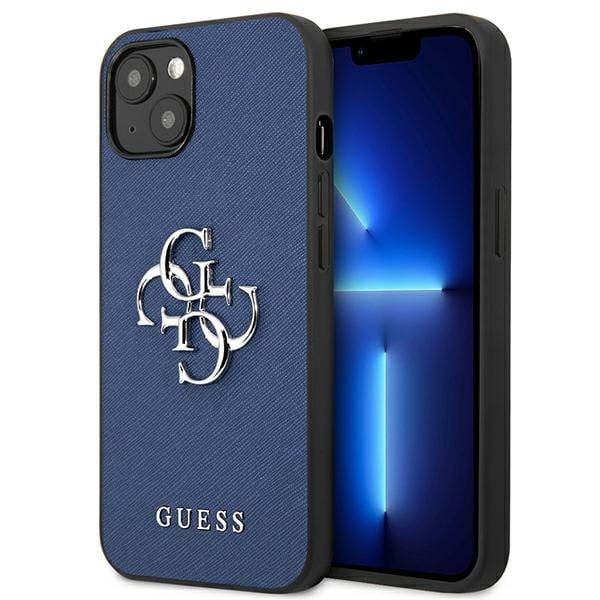 Guess GUHCP13SSA4GSBL iPhone 13 mini 5.4" sininen/sininen kova kotelo Saffiano 4G metalli logo