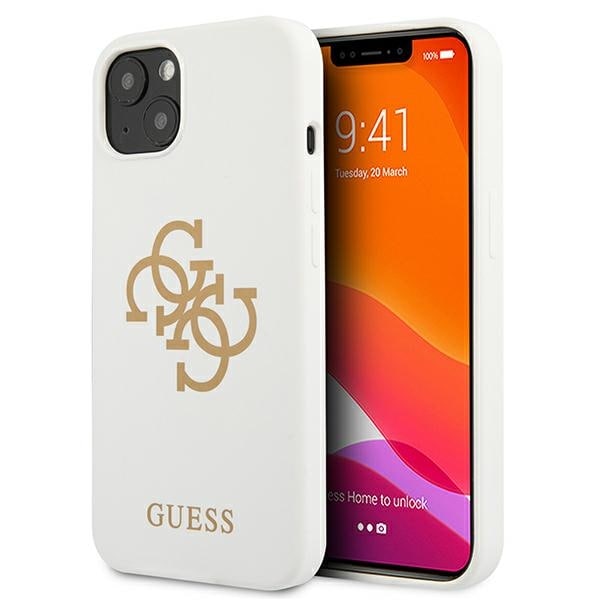 Guess GUHCP13SLS4GGWH iPhone 13 mini 5.4" valkoinen/valkoinen kova kotelo Silikoni 4G Logo