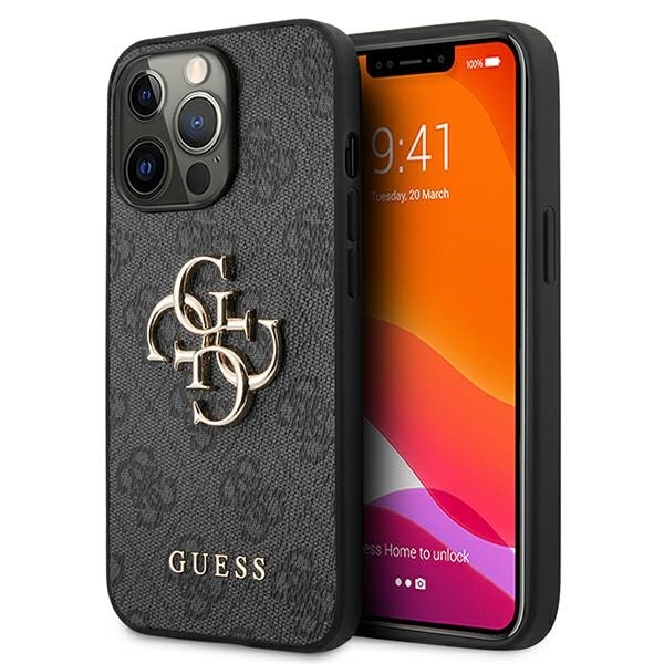 Guess GUHCP13X4GMGGR iPhone 13 Pro Max 6.7" harmaa/harmaa kovakotelo 4G Big Metal -logo