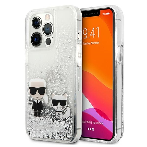 Karl Lagerfeld Liquid Glitter Karl&Choupette kotelo iPhone 13 Pro Max 6.7" - hopea - hopea