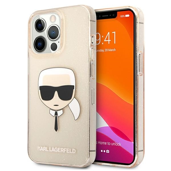 Karl Lagerfeld Glitter Karl's Head Case for iPhone 13 Pro / iPhone 13 - Kultainen