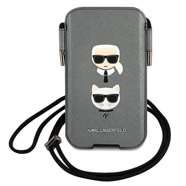 Karl Lagerfeld Saffiano Ikonik Karl&Choupette Head 6.7'' käsilaukku - harmaa - harmaa