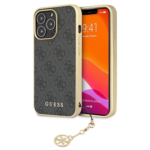 Guess GUHCP13XGF4GGR iPhone 13 Pro Max 6.7" harmaa kovakotelo 4G Charms Collection
