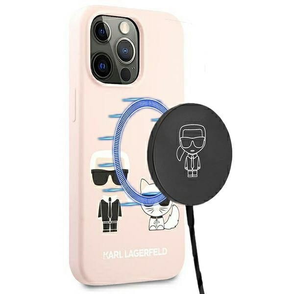 Karl Lagerfeld Ikonik Karl & Choupette MagSafe Case for iPhone 13 Pro - vaaleanpunainen