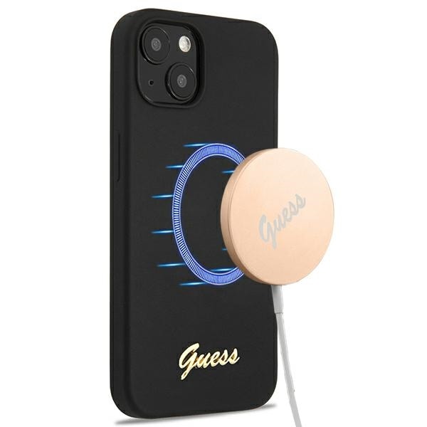 Guess GUHMP13MLSLMGBK iPhone 13 6.1" musta kovakotelo Silikoni Gold Logo Magsafe