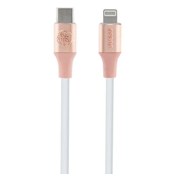 Guess Ebossed Logo USB-C / Lightning kaapeli 1.5m nopea lataus - vaaleanpunainen