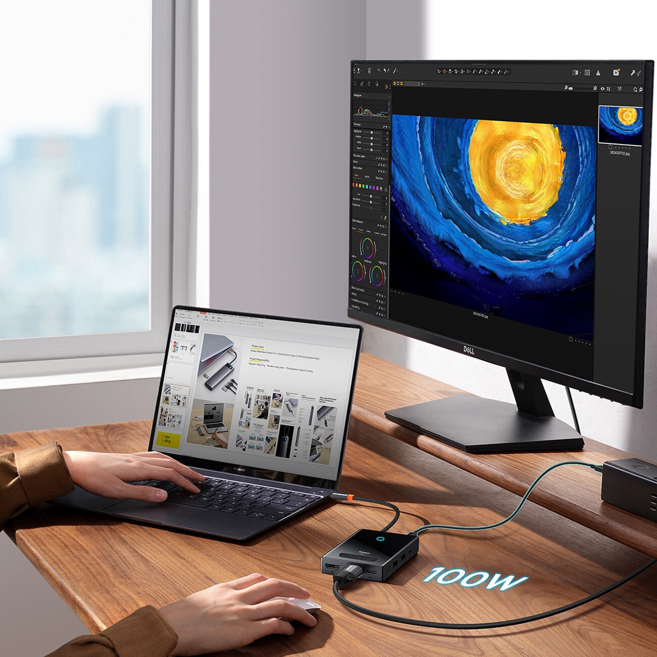 Baseus PioneerJoy 8-in-1 USB-C Hub: HDMI 4K@60Hz/30Hz, DP 8K@30Hz, VGA, 2x USB-A, 2x USB-C - Grey
