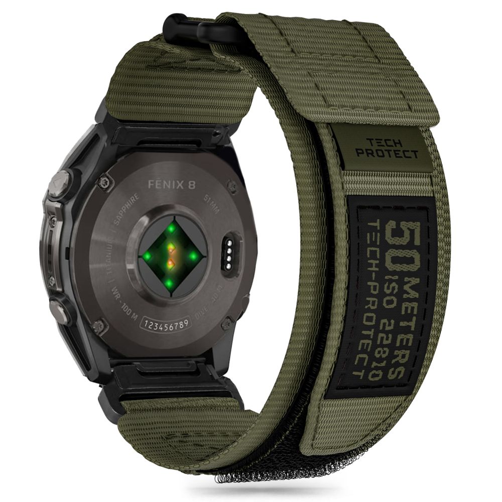 Tech-Protect Scout Pro hihna Garmin Fenix 5X / 5X PLUS / 6X / 6X Pro / 7X / 8 (51 MM) - vihreä