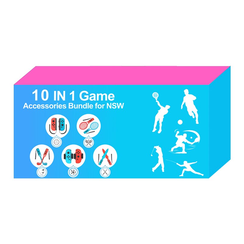 Nintendo Switch Sports tarvikesetti 10 osaa – Golfmailat, tennismailat, miekat ja jalkahihnat Joy-Conille
