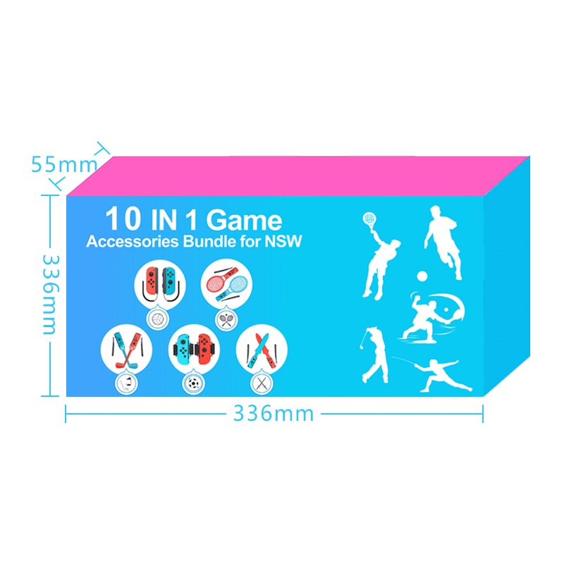 Nintendo Switch Sports tarvikesetti 10 osaa – Golfmailat, tennismailat, miekat ja jalkahihnat Joy-Conille