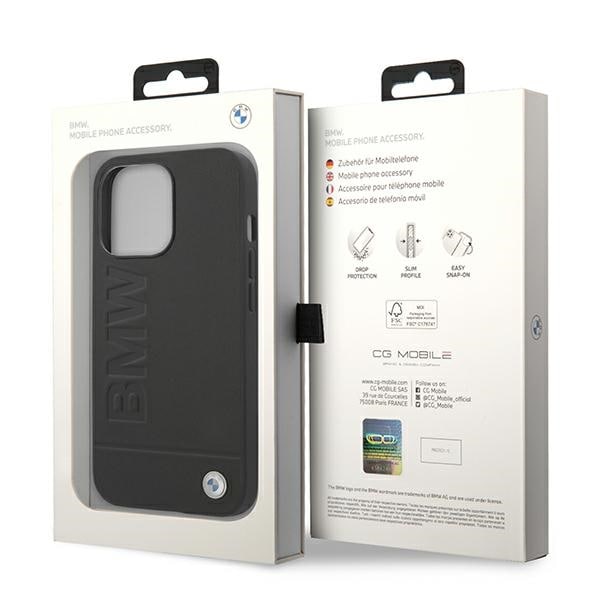 BMW Nahkainen postimerkkikotelo iPhone 14 Pro:lle - musta