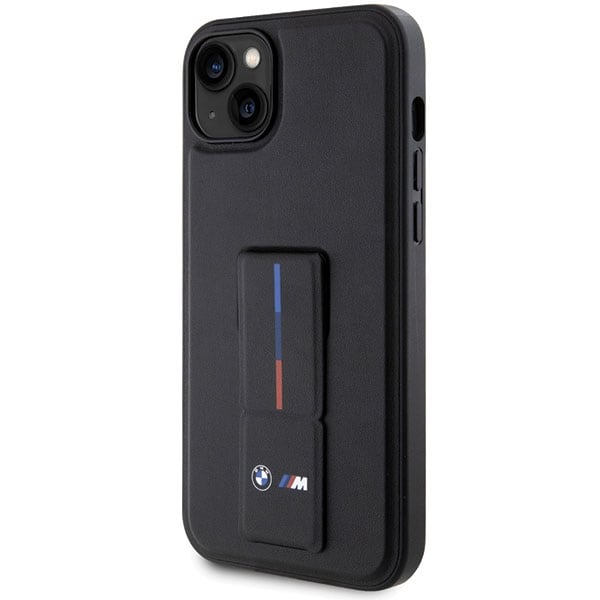 BMW Grip Stand Hot Stamp -kotelo iPhone 14 / 15 / 13 - musta