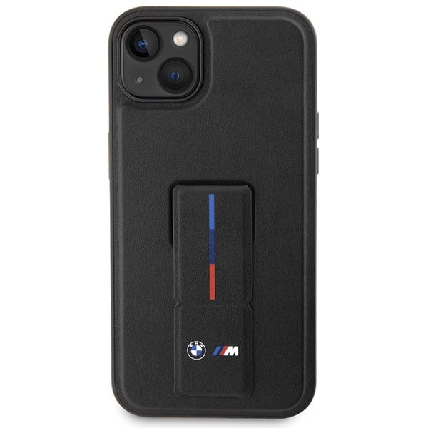 BMW Grip Stand Hot Stamp -kotelo iPhone 14 / 15 / 13 - musta