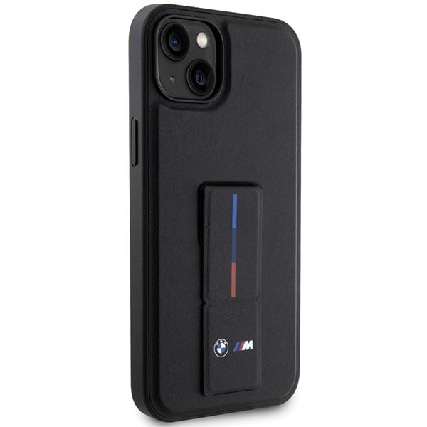 BMW Grip Stand Hot Stamp -kotelo iPhone 14 / 15 / 13 - musta
