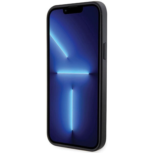 BMW Grip Stand Hot Stamp -kotelo iPhone 14 / 15 / 13 - musta