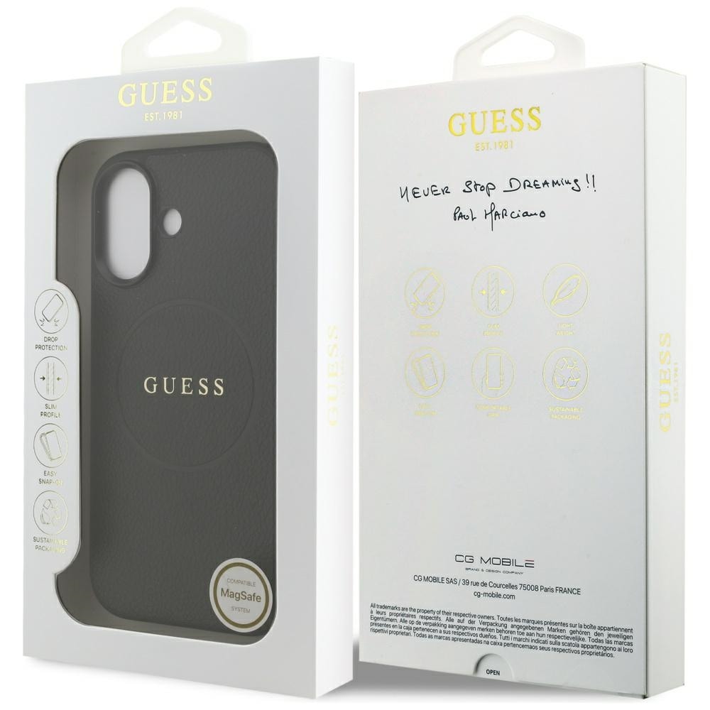 Guess Rakeinen rengas MagSafe-kotelo iPhone 17:lle - musta