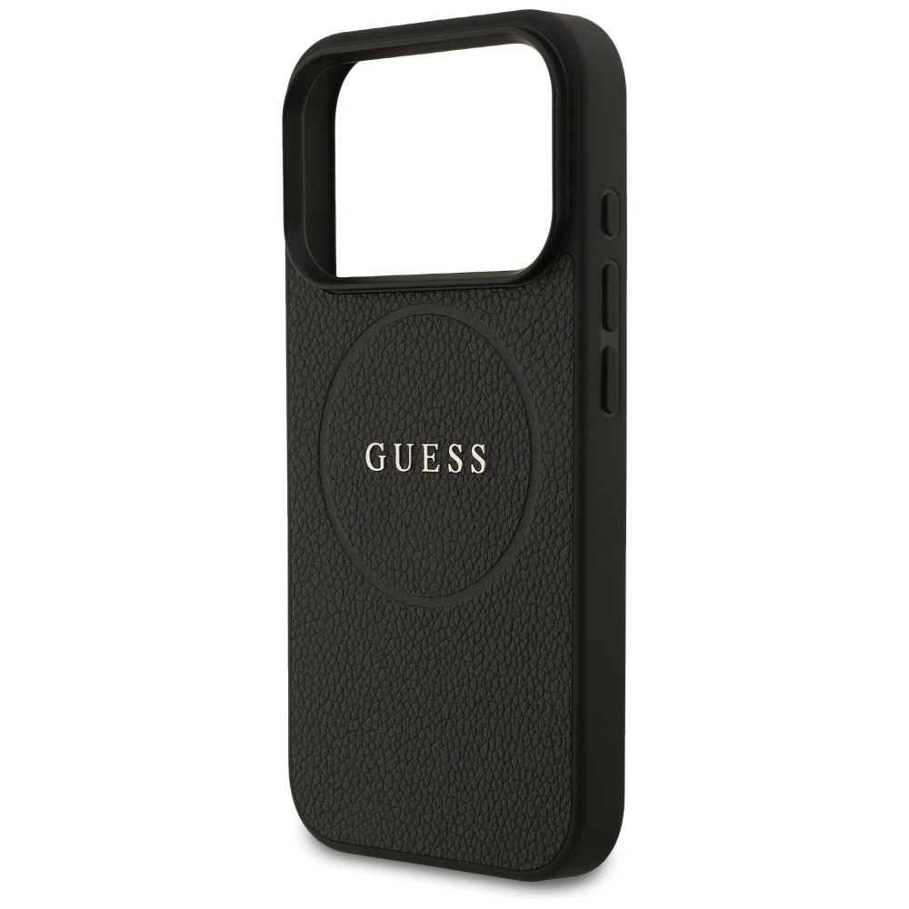 Guess Grained Ring MagSafe -kotelo iPhone 17 Pro:lle - musta