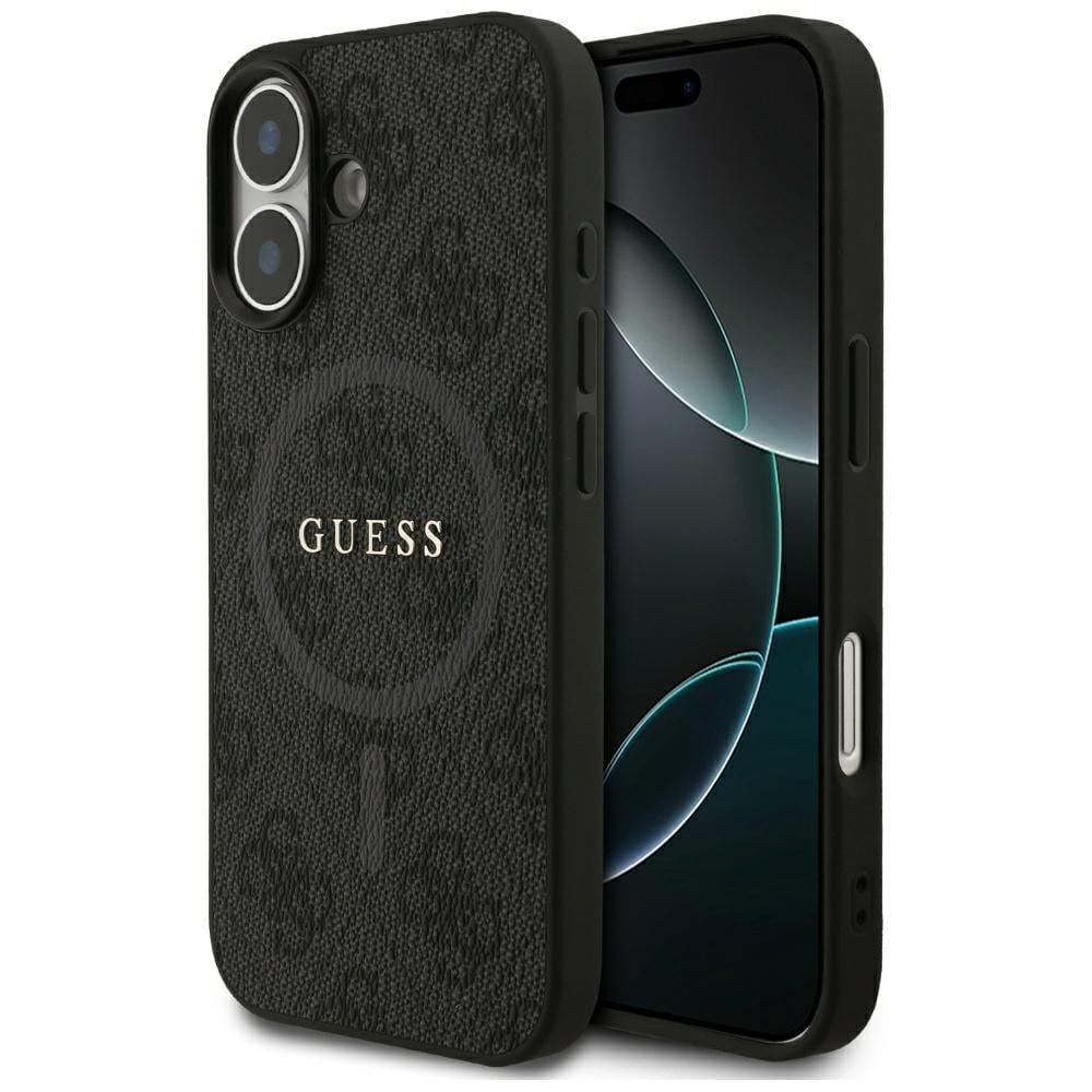 Guess 4G Ring Classic Logo MagSafe-kotelo iPhone 17:lle - musta