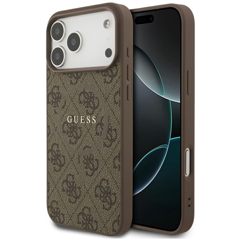 Guess 4G Ring Classic Logo MagSafe-kotelo iPhone 17 Pro Maxille - Ruskea