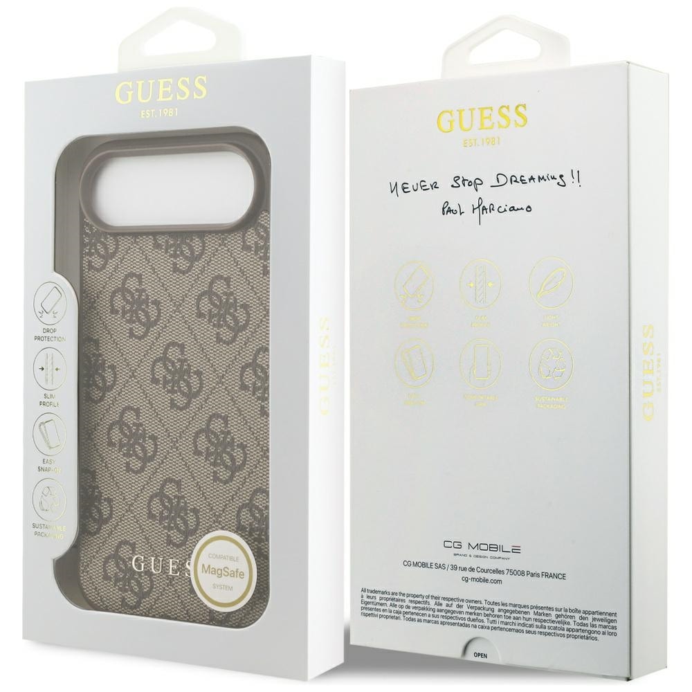 Guess 4G Charms Collection MagSafe-kotelo iPhone Airille - ruskea