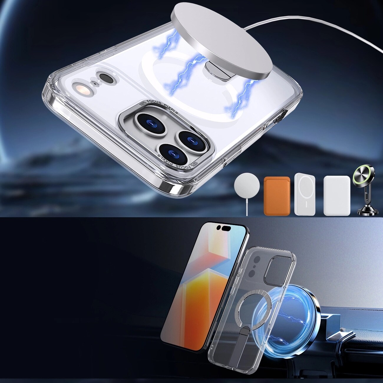 Hybrid Armor X Kotelo Samsung Galaxy S26 Plus - MagSafe-yhteensopiva, läpinäkyvä jalustalla
