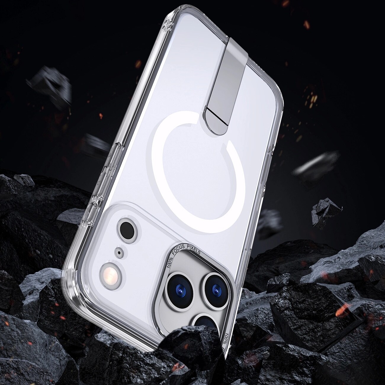 Hybrid Armor X Kotelo Samsung Galaxy S26 Plus - MagSafe-yhteensopiva, läpinäkyvä jalustalla