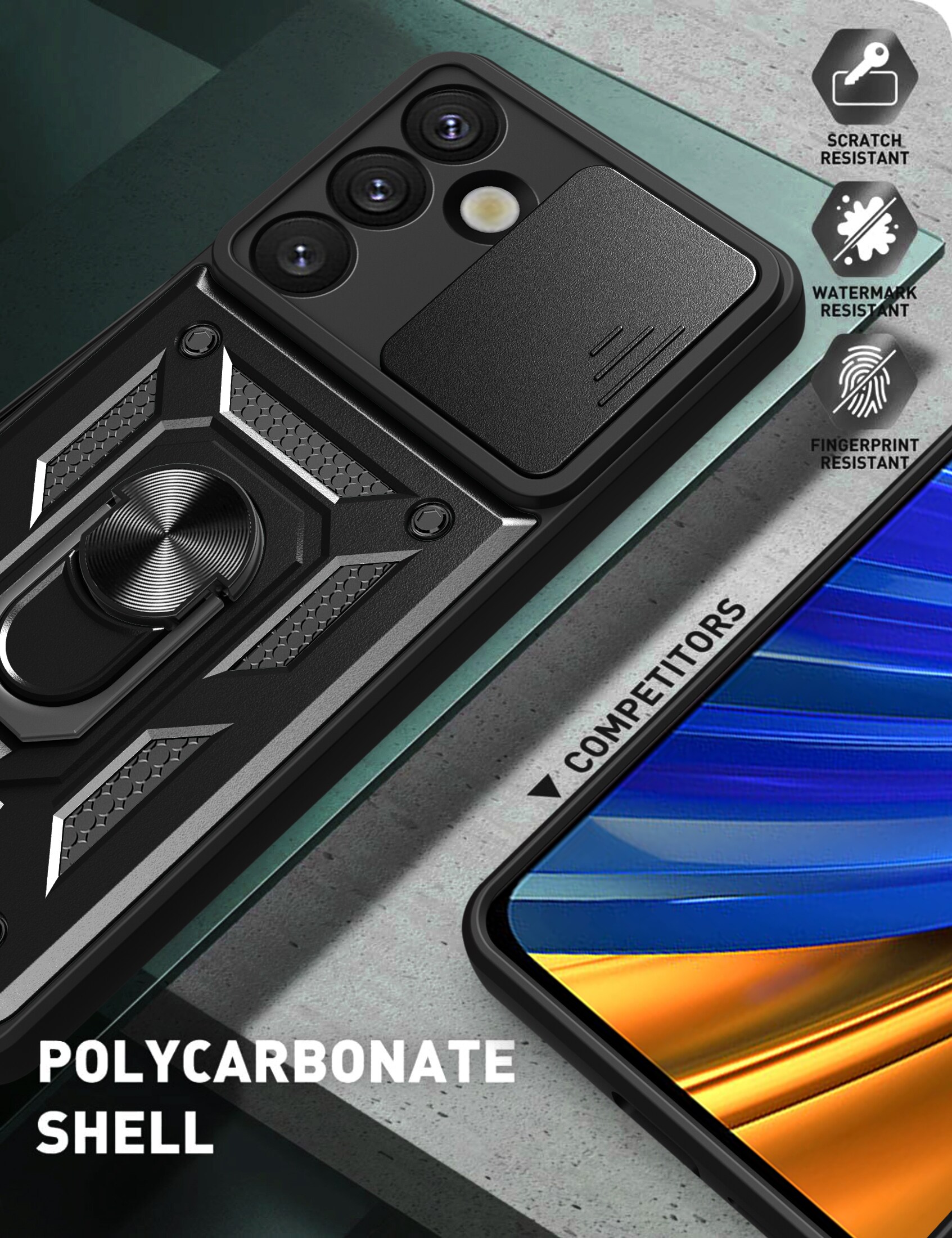 Hybrid Armor Camshield kotelo Sasung Galaxy S26 Plus - musta