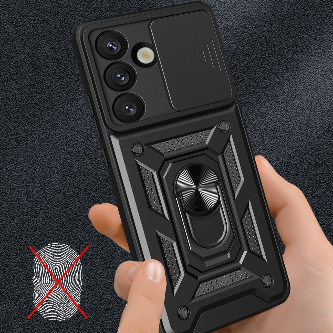Hybrid Armor Camshield kotelo Sasung Galaxy S26 Plus - musta