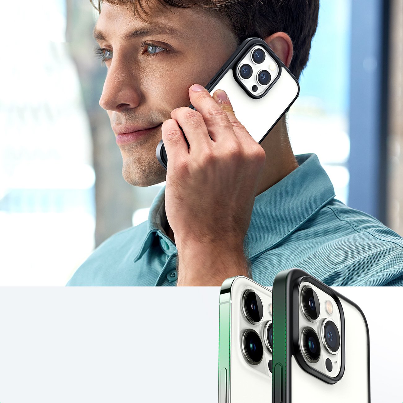 Ugreen LP635 Kickstand Kova Suojakotelo iPhone 14 Pro:lle Musta (90926) Geelikehys, jalusta
