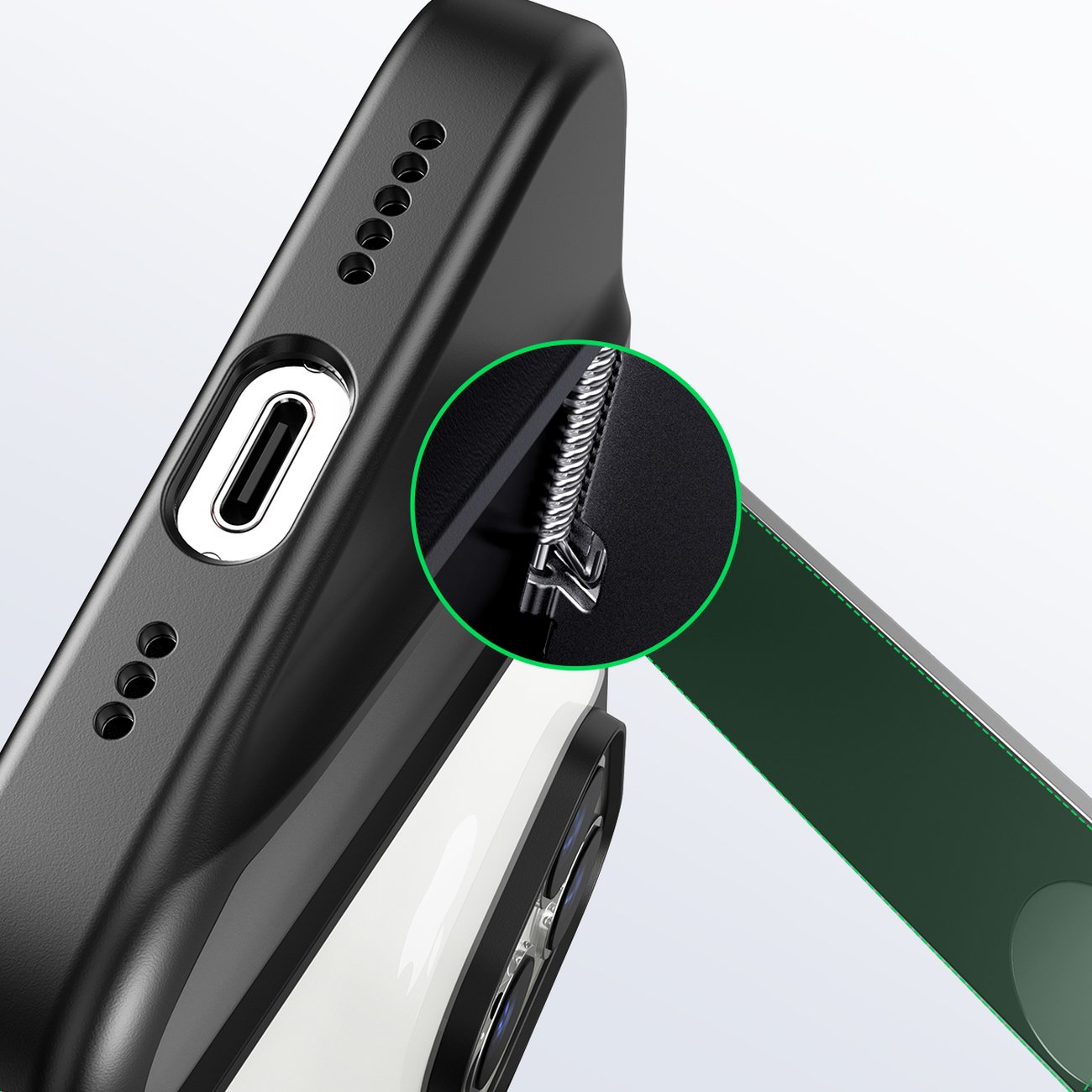 Ugreen LP635 Kickstand Kova Suojakotelo iPhone 14 Pro:lle Musta (90926) Geelikehys, jalusta